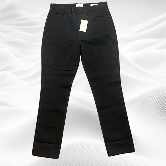 FRAME Le Italien True Straight Noir Black Rigid Italian Cotton Size 31 ‎ NEW - Picture 2 of 12